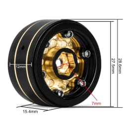 INJORA 39g Black Coating Brass 1.0" Beadlock Wheel Rims for 1/24 1/18 RC Crawler Car Axial SCX24 AX24 TRX4M FCX24 (W1008)