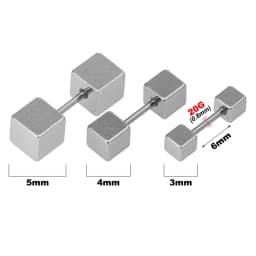 3Pcs 20G Screw Back Ball Tragus Stud Cartilage Earrings Helix Ear Piercing Jewelry Round Cone Square Surgcial Steel Stud Earring
