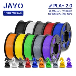JAYO 3D Filament PLA + 2.0 10 Rolls Upgrade PLA plus 3D Printer Filament Neatly 3D Printing Material For FDM Multicolor