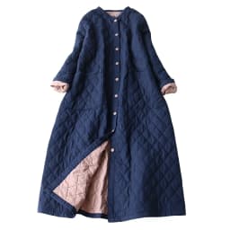 High-End Lightweight Diamond Stitched Cotton Jacket Long round Neck Versatile Warm Women's plus Size Cotton Coat Pure Color