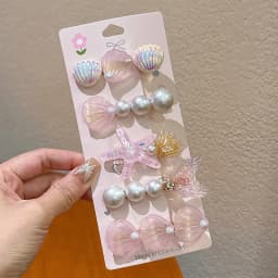 5pcs Starfish Colorful Shell Pearl Hair Clip for Women Sweet Cute Duckbill Clip Fashion Girl Hairpin Hair Accessories