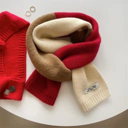 Laide's Scarves Korean Contrasting Color Sweet Simple Versatile Winter Knitted Thickened Velvet High-quality Luxury Brand Scarf