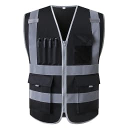 Hi Vis Work Vest Construction Building Vest Workwear Clothing Work Vest Multi Pocket Black Vest