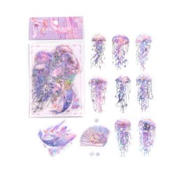 JIAMEI 20pcs/pack Twinkle Jellyfish Stickers Laser Silver Collage Junk Journal DIY Srapbooking PET Aesthetics Decor Stickers