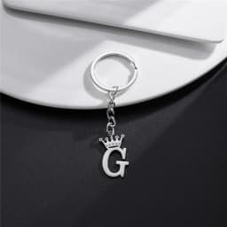 Unique DIY Crown Stainless Steel A-Z Letters Pendant Keychains for Men Women 26 Alphabet Car Key Ring Name Jewelry Keyrings Gift