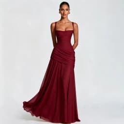 Sexy Solid Pleated Sling Dress Women Elegant Square Neck Sleeveless Waist-cinching Maxi Dresses 2026 New Summer Lady Party Robe