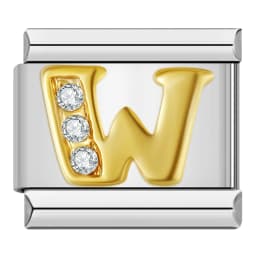 Hapiship Shiny CZ 26 Letters A-Z Italian Charms Gold Plated 9mm Stainless Steel Modular Bracelet DIY Jewelry DJ2479