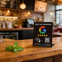 NFC 215 Programmable QR Code Google Review Card Table Display Stand Card NFC Station Table for Restaurants & Business Branding