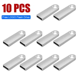 10/50/100 Pcs Free Custom Logo Metal USB Flash Drive 64GB 32GB 8GB 4GB Memory Flash USB Stick Pen Drive 128MB 512MB PenDrive 2.0