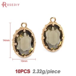 10PCS 18K Gold Color Oval Shape Charms Pendants Necklace Earrings High Quality Diy Jewelry Accessories Rosediy Official Store
