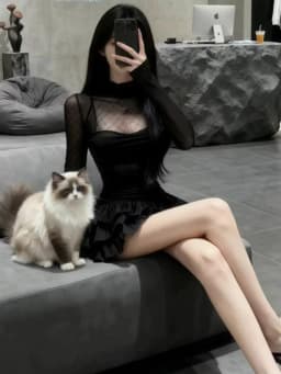 plus Size Sexy Chic Black High Collar Mesh Splice Short Dress Atmosphere Sensation Spicy Girl Dress High Waist A-Line Skirt