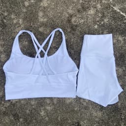 Solid Color Soft Women Gym Yoga Short Set Cross Back Shoulder Strap Gym Bra+High Waist Sport Short Leggings 2pc Tight Sportwear