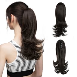 Synthetic Claw Clip In Ponytail Hair Extensions 14 Inch Wavy Hairpiece Fake Blonde Black Hair False Pigtail With Elastic Band