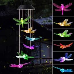 Colorful Wind Chimes LED Solar Lights Hummingbird Butterfly Shape Outdoor Yard Garden Decor Window Porch Home Accessories
