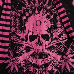 2026 Dark Pink Black Punk Skeleton Printed Striped Sleeve Hoodie Street Style Women's Zipper Cardigan Wholesale