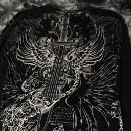 Black Mens Gothic Dark Style Sweatshirt Loose Unique Wing Print Design on Front Chest Trendy Casual Streetwear Edgy Personality