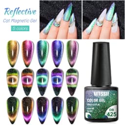 Mtssii Reflective Glitter Gel Nail Polish 6ML Galaxy Chameleon Cat Eye Gel Nail Art Magnetic Varnish Semi Permanent Base Top Gel