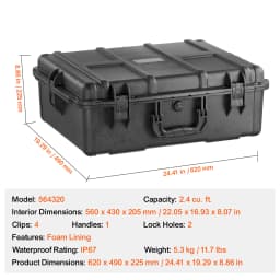 SucceBuy IP67 Weatherproof Hard Case Heavy Duty Protective Case w/ Pre-cut Foam and Handles for Travel Hunting Military Cameras