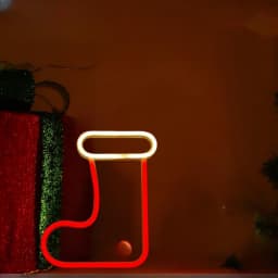 1pc Christmas Tree Neon Sign Light With Elk & Christmas Sock & Christmas Tree For Outdoor Garland Garden Windows Curtain Decor