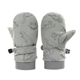 Children Waterproof Skiing Fleece Lined Mittens Dinosaur Patterned Winter Gloves Kids Outdoor Cold Weather Accessories