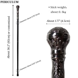 Victorian Round Handle Walking Cane Antique Silver Alloy Carved Detachable Vintage Walking Stick Cosplay Prop for Men And Women