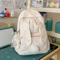Large capacity school backpack for girls Cherry pink peach rabbitt wavepointcutebackpacksforteengirlsTravelandplaygirlsbackpack