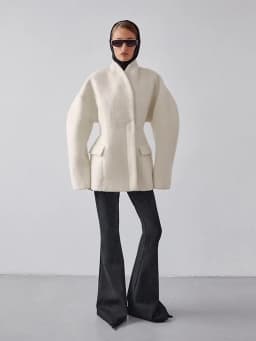 Thickened Woolen Women's Coat Stand Collar Button Waist-cinching Long Sleeve Female Jacket 2025 Autumn Winter New Streetwear