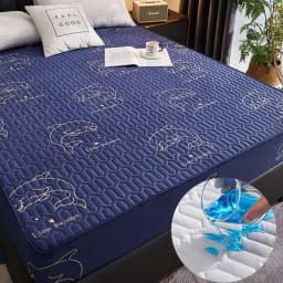 Cartoon Quilting Waterproof Fitted Sheet Cute Printed Padded Mattress Protector Skin-Friendly Non-Slip Mat with Elastic Band