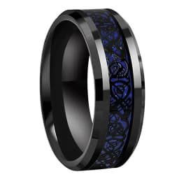 8MM Black Mens Womens Tungsten Carbide Engagement Wedding Ring With Red Opal Dragon Inlay Superior Gift Jewelry Comfort Fit