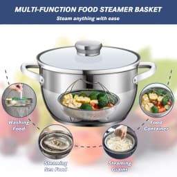 TastyWay Multi-function Stainless Steel Steaming Tray Drain Basket Durable Fruit Vegetable Drainage Basket Cooking Steaming