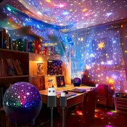 Starry Sky Moon Projector Light RGB 7 Modes Auto Change Color LED Night Light 5V USB Plug Kids Room Ambient Decor Birthday Gift