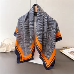 New cartoon emulated silk printed silk scarf shawl neck protection scarf decorative luxury women's scarf