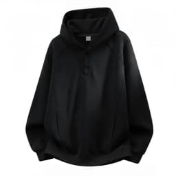 Autumn Winter New Button Half High Neck Hoodie for Men Korean Fashion Harajuku Simple Solid Men's Casual Loose Hooded Sweatshirt