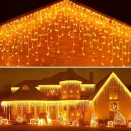 Holiday Icicle String Lights 3.2M 8 Modes Garden Yard Patio Window Roof Eaves Decor Warm White Multicolor Christmas Party Home