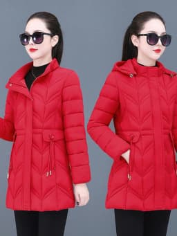 Slim Fit Women's Cotton Jacket 2025 New Style Autumn Winter Coat Polyester Fiber Fill Long Sleeve Zipper Closure Mid-Length