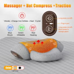 Electric Neck Massager Cervical Pillow Hot Compress Vibration Massage Neck Traction Relax Pillow Spine Support Massager Pillow