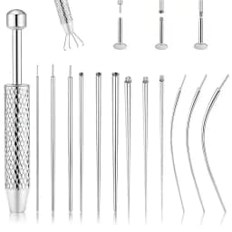 Stainless Steel Titanium Curved Piercing Taper Tool Earring Applicator Professional Puncture Straight/Curved Pole Earring Tool