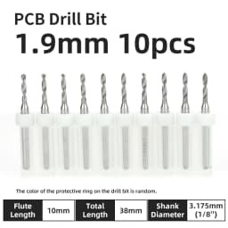 TOOLEYE 10pcs PCB Drill Bit Set Micro Drills Printed Circuit Board 1/8" Shank Mini CNC Drill Bits 0.1-3.175mm Drilling Tools