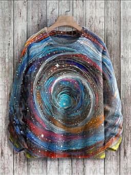 Retro Art Casual Multicolor Print Knit Pullover Sweater Men's For Women's Pullover