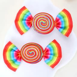 2Pcs Candy Bow Hair Clips Sweet Strawberry Heart Print Hairpins Rainbow Barrette For Girls Kids Children Headwear Accessories