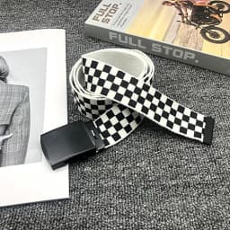 Classic Black and White Checkered Canvas Belt Men and Women Universal Fashion Versatile Student Sport Accessories Versatile Belt
