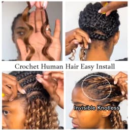 4 27 Highlight Deep Wave Feather Crochet 100% Human Hair Pre Looped Invisible Miracle Knots Hair Feathered Crochet Human Hair Boho Braids Deep Curly Vietnamese Highlights Colored Bundles Remy Human Hair Weave Bundles