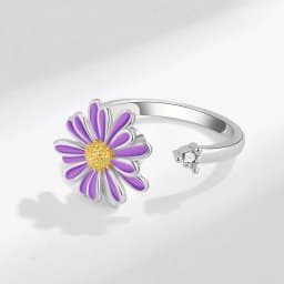 SMJEL Fidget Spinner Ring Anxiety for Women Multiple Crystal Flower Eye Butterfly Animal Ring Rotate Anti Stress Wedding Jewerly
