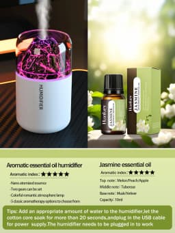 The simulated volcanic color lamp humidifier USB aromatherapy diffuser is suitable for use in cars, homes, bedrooms, as a gift,