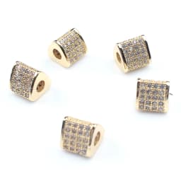 3pcs Micro Pave Zirconia Beads Round Geometry Metal Cubic Zircon Beads for DIY Bracelet Necklace Design Jewelry Crafts Making