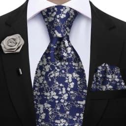 Peacock Blue Floral Print 2-Piece Tie & Pocket Square Set for Men Wedding Business Casual Stylish Accessories