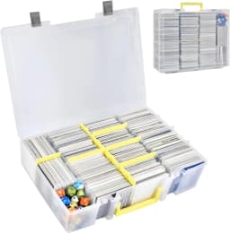 Clear Trading Card Storage Box 2300+ Cards Organizer 12 Dividers Carry Handle for TCG Yugioh CAH Baseball Football Card Box Only