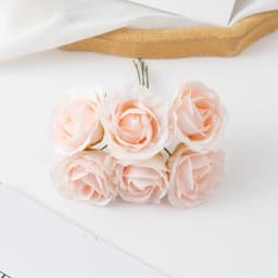 6Pcs Artificial Flowers Wedding Mini Bouquet Wreath Scrapbooking for Home Christmas Decor Diy Holiday Accessories Silk Tea Rose