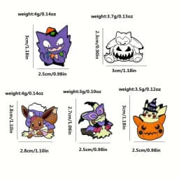 5 Pcs Anime Creativity Brooch Cute Eevee Pikachu Gengar Enamel Pin Metal Badge Jewelry Clothing Backpack Accessories Gift
