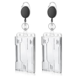 Transparent Double Cards Slots ID Tag Badge Holder with Badge Reel 2 Cards Storage Organizer Employee Pass Work Card Case Sleeve